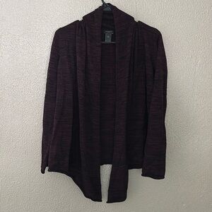 Women’s Ann Taylor Factory Open Cardigan Sweater, Purple/Black, XL